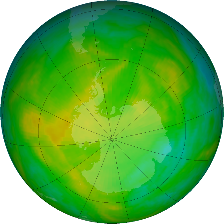Antarctic ozone map for 29 November 1983